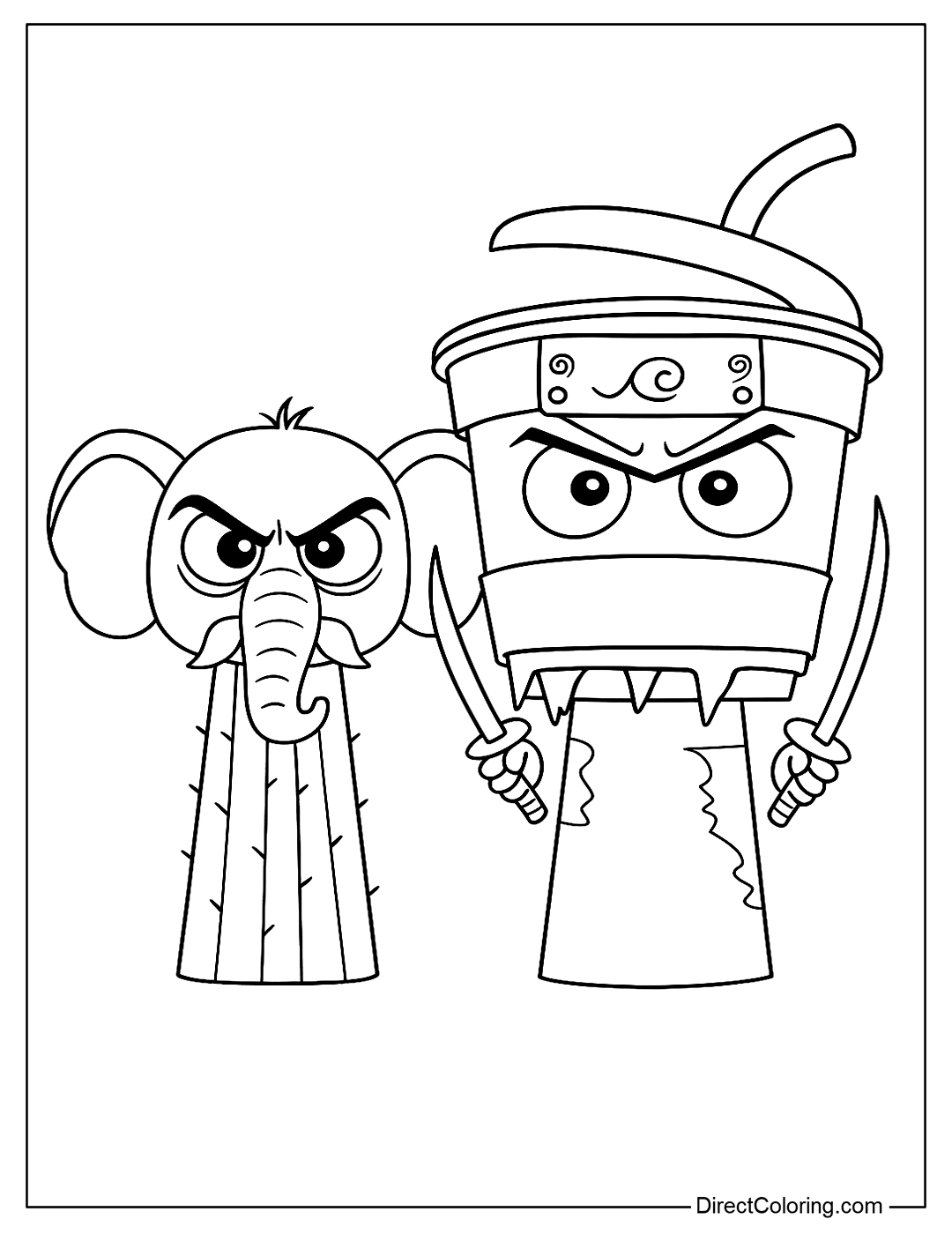 Sprunki Italian Brainrot Lirilì Larilà with Cappuccino Assassino Coloring Page